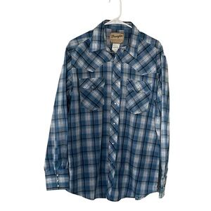Wrangler Western Fashion Snap Plaid Long Sleeve Shirt Size L